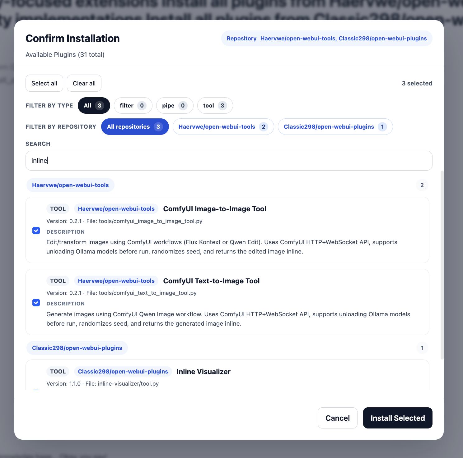 Batch Install Plugins Dialog